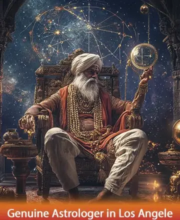A mystical scene with a bearded man in ornate attire, sitting on a throne with celestial decor. He holds a glowing orb, surrounded by cosmic and astrological motifs, creating an otherworldly atmosphere.