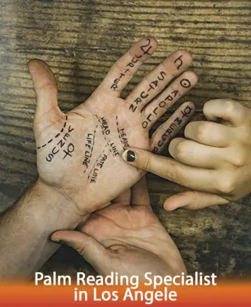 A hand is shown with various palm lines labeled, including 