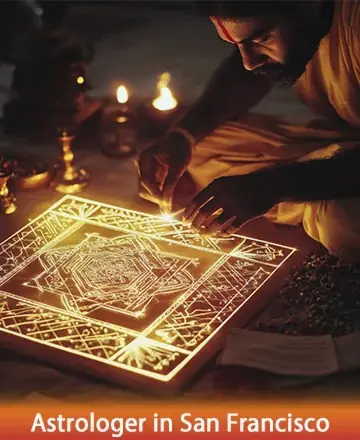 In the gentle glow of candlelight, a serene presence carefully crafts a sacred mandala, radiating warmth and tranquility. The harmony of this moment invites you to connect with deeper wisdom and inner peace. Astrologer in San Francisco.