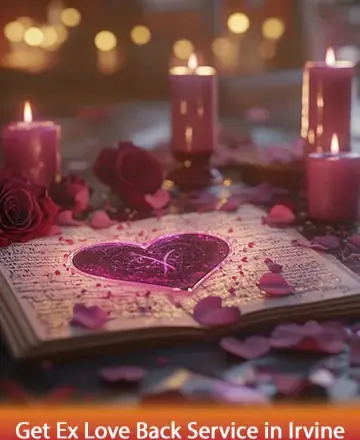 In a serene glow of gentle candlelight, an open book rests adorned with delicate rose petals, symbolizing love and renewal. A radiant heart at its center invites warmth and peace, whispering promises of connection and understanding. Reconciliation services in Irvine.