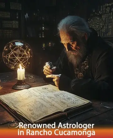 In the serene ambiance of a softly lit study, a wise elder intently engages with the mysteries of the cosmos. The gentle glow of candlelight reflects a lifetime of knowledge and guidance, offering comfort and insight. Astrological wisdom in Rancho Cucamonga.