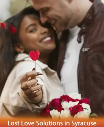 In this tender moment, two souls embrace with warmth and genuine affection. The small heart they share symbolizes deep connection and renewed hope, while the vibrant roses reflect the blossoming of love. Their smiles tell a story of joy and togetherness. Lost love solutions in Syracuse.