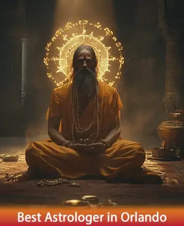 In the serene glow of wisdom, a sage sits in quiet meditation, surrounded by an aura of peace and enlightenment. The tranquil setting invites the soul to reflect and find solace in ancient truths. Best astrologer in Orlando.