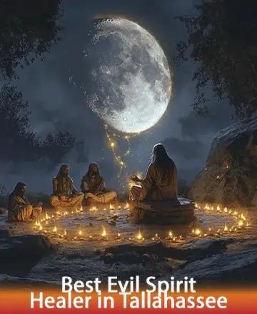 In the serene embrace of a moonlit night, a circle of warmth and light gathers under the watchful glow of the moon. Here, wisdom flows gently, nurturing the spirit and calming the soul. Experience profound tranquility and healing energy in this sacred space. Evil spirit healing in Tallahassee.