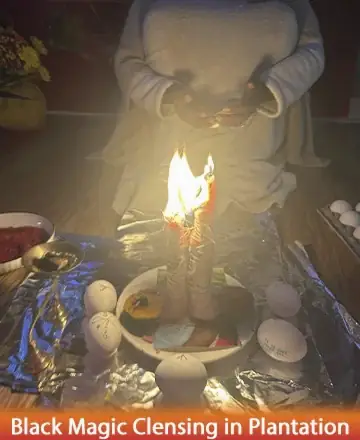 In a serene setting illuminated by the gentle glow of candles, a peaceful ritual unfolds, inviting warmth and tranquility. Surrounded by symbols of protection, this sacred space offers solace and healing energy. Embrace the calm and find your path to renewal. Black magic cleansing in Plantation.