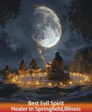 In the serene embrace of a moonlit night, a circle of seekers gathers around a gentle guide, their hearts open to the wisdom shared amidst the warm glow of candlelight. This sacred space invites peace and understanding, nurturing the soul's journey. Spiritual healing in Illinois.