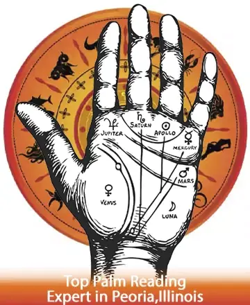 Discover the ancient wisdom within your palm, gently guiding you toward inner peace and understanding. Feel embraced by the comforting symbols of the universe, promising clarity and insight into your journey. Palm reading in Peoria, Illinois.