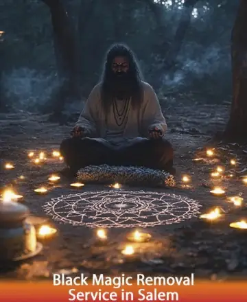 In the tranquil embrace of nature, a serene figure sits amidst a gentle glow of candlelight, invoking a sense of calm and protection. The intricate patterns on the earth whisper ancient wisdom, offering solace and strength. Black magic removal service in Salem.
