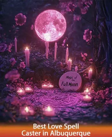 In the gentle embrace of a magical full moon, surrounded by flickering candles and delicate blossoms, lies a serene circle of tranquility. This enchanting scene whispers of love and hope, inviting peace into your heart. Best love spell caster in Albuquerque.