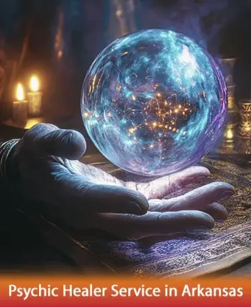 In the gentle glow of candlelight, a mystical orb rests in a wise hand, radiating warmth and tranquility. Within its depths, a universe of stars promises insight and peace. Embrace the comforting embrace of the cosmos. Psychic healer service in Arkansas.