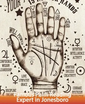 Explore the gentle wisdom etched into the lines of your hand, a map of your soul's journey. Each curve and intersection speaks of potential, guiding you with assurance and clarity. Trust in the ancient art of palmistry to illuminate your path. Palm reading in Jonesboro.