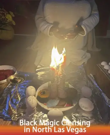 In this serene setting, the gentle glow of candles illuminates a sacred space, inviting peace and introspection. Surrounded by symbols of protection and healing, the atmosphere is filled with warmth and tranquility, offering a comforting embrace to the soul. Black magic cleansing in North Las Vegas.