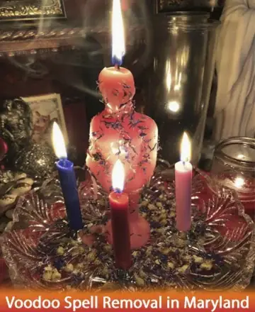 In a serene setting of gentle candlelight, a figure stands surrounded by vibrant hues, emanating warmth and tranquility. This sacred space invites calm reflection and healing, offering a sense of peace and protection. Voodoo spell removal in Maryland.