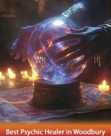 In the serene glow of candlelight, gentle hands hover over a radiant crystal ball, inviting tranquility and insight. The soothing ambiance offers a sanctuary for those seeking clarity and peace. Embrace the journey towards inner harmony with us. Psychic readings in Woodbury.