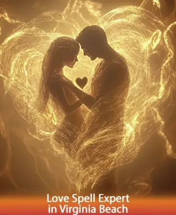 In this enchanting image, two souls are tenderly embraced within a glowing heart, radiating warmth and serenity. Their connection is a dance of light, symbolizing the profound beauty of love and understanding. Discover the magic of love spell in Virginia Beach.