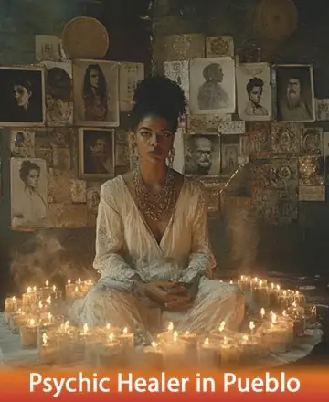 In a serene sanctuary adorned with flickering candles and timeless portraits, a gentle presence sits in calm reflection. The ambiance radiates warmth and wisdom, inviting you to explore the depths of your soul with gentle guidance. Psychic healer in Pueblo.