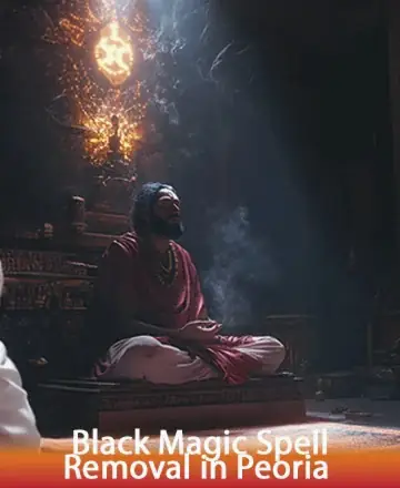 In a serene sanctuary, a wise figure sits enveloped in gentle light, exuding tranquility and deep wisdom. The ambiance is calm and comforting, offering a haven of peace and introspection. Black magic spell removal in Peoria.