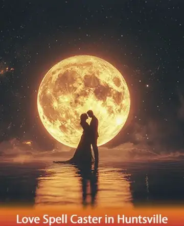 Under the gentle glow of a full moon, two silhouettes embrace, enveloped in the serene warmth of their connection. The scene is a tender reminder of love's timeless magic, creating a sense of peace and unity. Love spell caster in Huntsville.