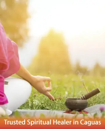 In the gentle embrace of a golden sunrise, a serene figure sits in quiet meditation, surrounded by the soft whisper of nature. The soothing aroma from a singing bowl fills the air, inviting peace and mindfulness. Trusted spiritual healer in Caguas.