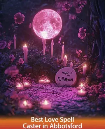 Bathed in the gentle glow of candlelight, a serene moonlit garden welcomes you into its embrace. The full moon casts a soft, pink hue, enveloping you in a sense of calm and wonder. Embrace the magic of love spell casting in Abbotsford.