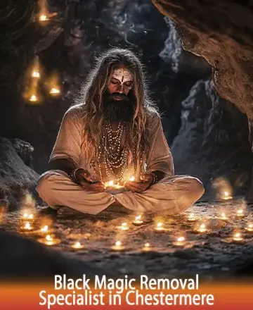 In a serene cave illuminated by the gentle glow of candlelight, a wise sage sits in peaceful meditation, radiating warmth and wisdom. His presence offers a comforting embrace, inviting tranquility and inner peace to all who seek solace. Black magic removal in Chestermere.