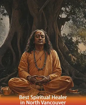 In the serene embrace of an ancient tree, a wise spiritual healer sits peacefully, radiating warmth and tranquility. The gentle aura of his presence invites reflection and inner peace, offering a sanctuary of calm and wisdom. Best spiritual healer in North Vancouver.