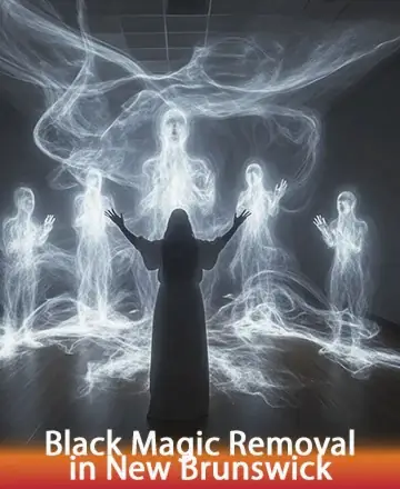 In a serene embrace of ethereal light, a figure stands surrounded by gentle, luminous energies, invoking a sense of peace and profound connection. This tranquil scene invites you to explore the depths of inner harmony. Black magic removal in New Brunswick.