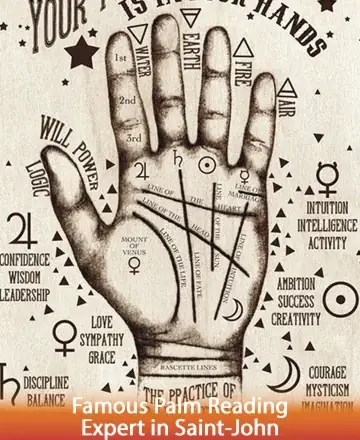 This image gently guides you through the art of palmistry with a warm, inviting touch. Each line and symbol on the hand speaks of wisdom, intuition, and the journey of the soul. Discover the serene path of self-awareness with famous palm reading in Saint-John.