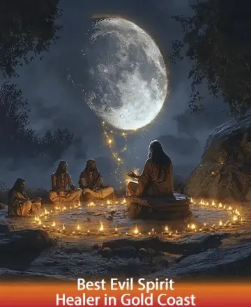 In the serene embrace of moonlight, wise souls gather in a circle of warmth and light, their spirits entwined in a dance of peace and harmony. The gentle glow of candles whispers ancient secrets, offering solace and guidance. Spiritual protection in Gold Coast.