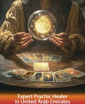 In the gentle embrace of warm candlelight, a serene presence guides you with wisdom and care. The mystical glow of the crystal orb inspires a sense of peace, while the tarot cards unfold stories of hope and healing. Psychic healer in United Arab Emirates.